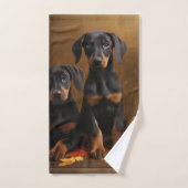 Doberman Puppy Herfst Delight Pompoen Bad Handdoek (Handdoek)