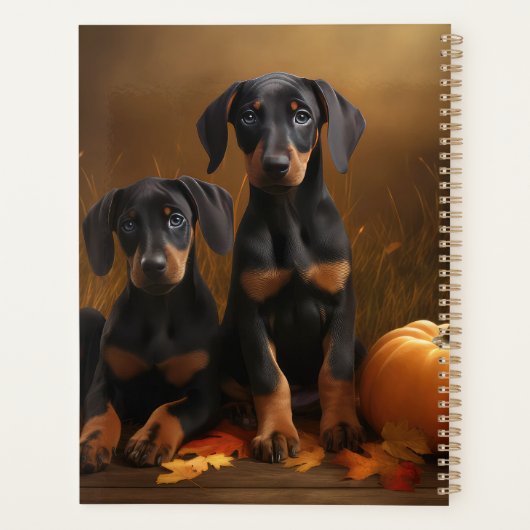 Doberman Puppy Herfst Delight Pompoen Planner (Achterkant)