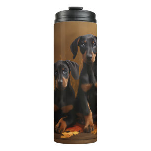 Doberman Puppy Herfst Delight Pompoen Thermosbeker