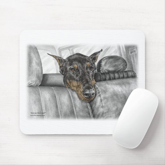 Doberman Riding in auto Muismat (Met muis)