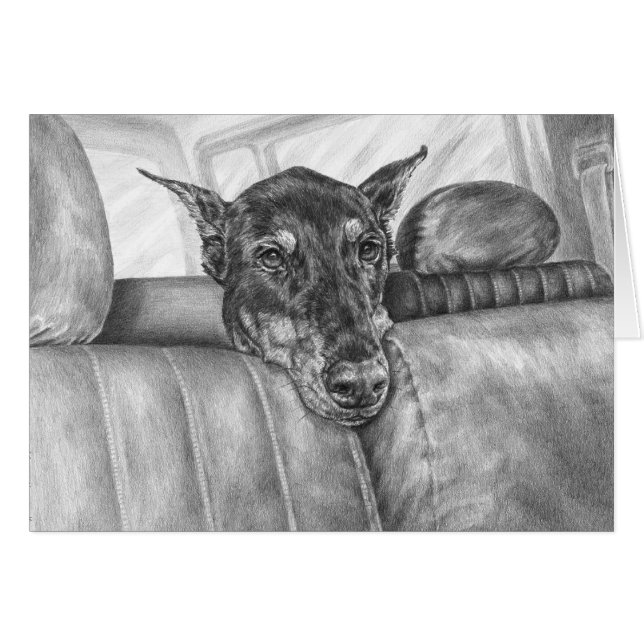 Doberman Rijden in Auto Tekening door Kelli Swan (Voorkant Horizontaal)