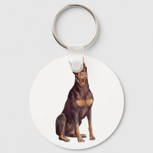 Doberman (rode sit) sleutelhanger (Voorkant)