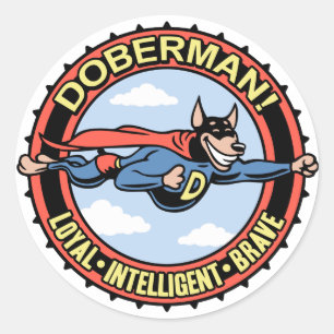 Doberman. Ronde Sticker