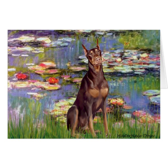 Doberman (rood) - Lilies 2 (Voorkant Horizontaal)