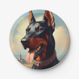 Doberman schilderij Papieren Bordje