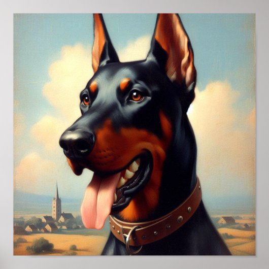Doberman schilderij Poster (Voorkant)
