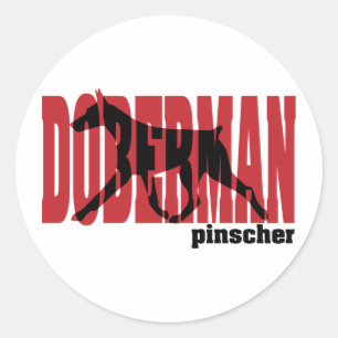 Doberman Silhouette, in beweging Ronde Sticker