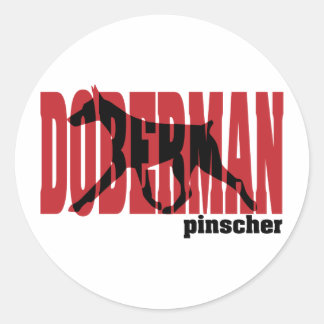 Doberman Silhouette, in beweging Ronde Sticker