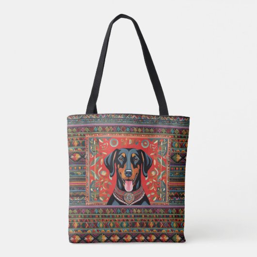 Doberman Southwest Kleur Pallet Hond Fun Draagtas (Achterkant)