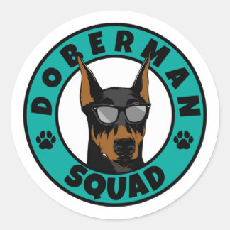 Doberman Squad Ronde Sticker