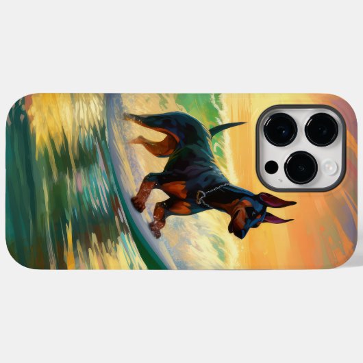 Doberman strand surfen schilderij Case-Mate iPhone case (Achterkant (horizontaal))
