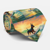Doberman strand surfen schilderij stropdas (Opgerold)