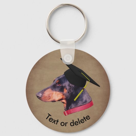 Doberman The Graduate Funny Dog Personalized Sleutelhanger (Voorkant)