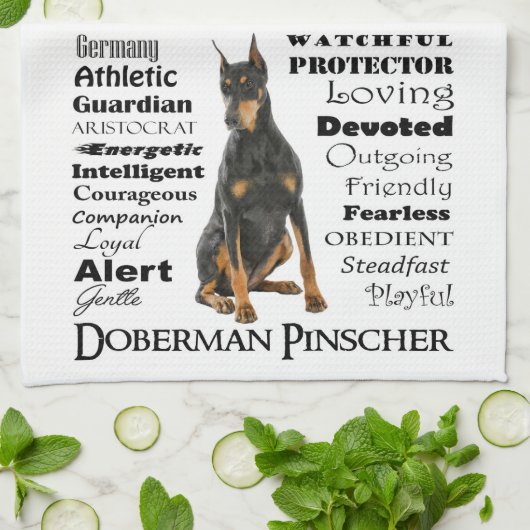 Doberman Traits Kitchen Towel Theedoek (Gevouwen)