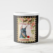 Doberman  Valentijn Funny Dog met Roos Extra Grote Beker (Rechts)