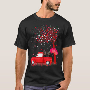 Doberman Valentines Day Dogs Red Truck Hearts T-shirt