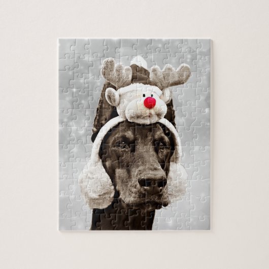 Doberman Winter Portrait Legpuzzel (Verticaal)