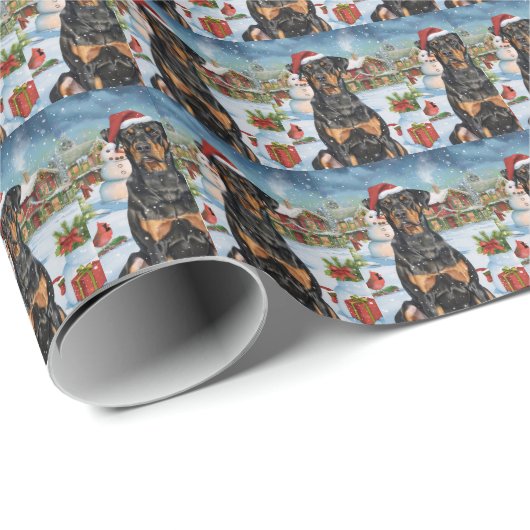 Doberman Winter Wonderland Christmas Joy Cadeaupapier (Rol Hoek)