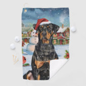 Doberman Winter Wonderland Christmas Joy Golfhanddoek (Insitu)