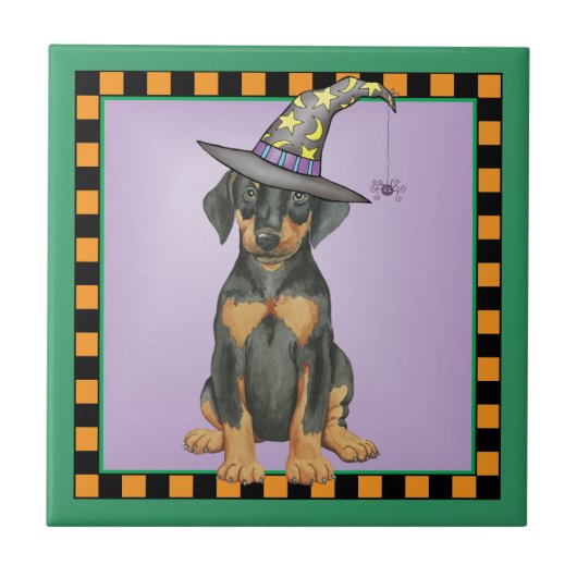 Doberman Witch Tegeltje (Voorkant)