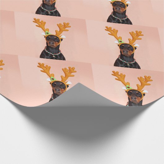 Doberman with Horns of a Deer Cadeaupapier (Hoek)