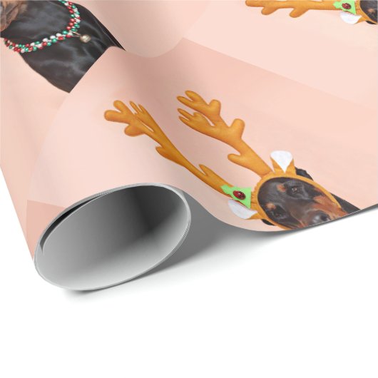 Doberman with Horns of a Deer Cadeaupapier (Rol Hoek)