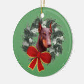 Doberman Wreath Holiday Dog Ornament (Links)