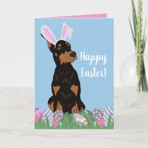 Dobermann Easter Bunny Feestdagen Kaart