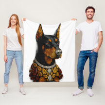 Dobermann Edelsteen Mozaïek Luxe Kunst Werpdeken