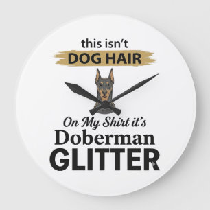 Dobermann Glitter Grappige Hond Liefhebber Vintage Grote Klok