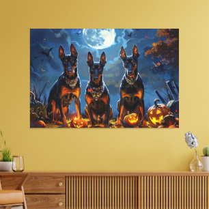 Dobermann Halloween Griezelen Canvas Afdruk