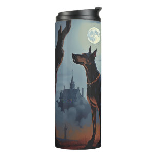 Dobermann Halloween Griezelen Thermosbeker