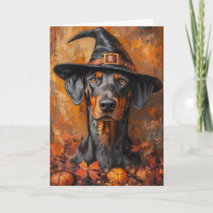 Dobermann Heks Halloween Feestdagen Kaart