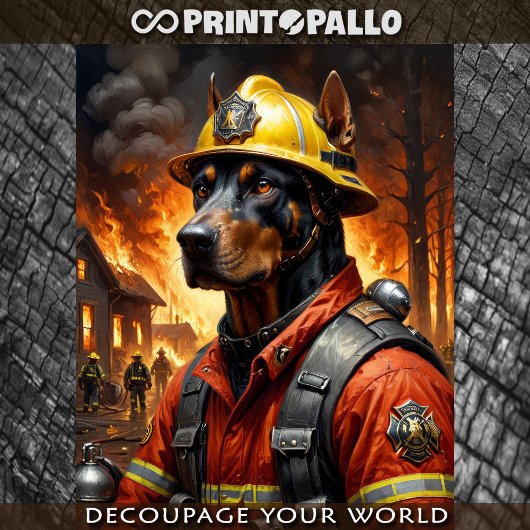 Dobermann hond als brandweerman - tissuepapier