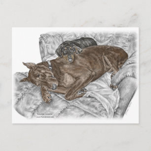 Dobermann Hond en Puppy Briefkaart