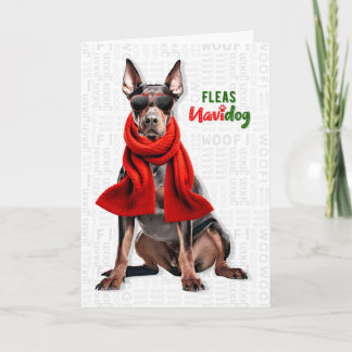 Dobermann-hond Grappige Vlooien Navidog Kerstmis Feestdagen Kaart