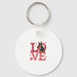 Dobermann hond Ik hou van mijn hond Valentijnsdag Sleutelhanger