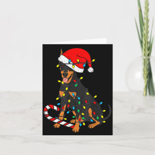 Dobermann-hond kerstlichtjes Kerstman Kerstmis hui Kaart