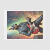 Dobermann hond speelt gitaar op een rockpodium - tissuepapier (Voorkant)