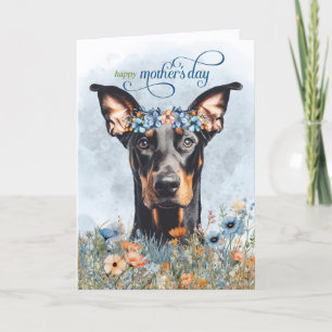 Dobermann-hond Wilde Bloemen Moederdag Feestdagen Kaart