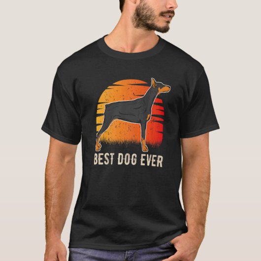 Dobermann Hond Zonsondergang T-shirt (Voorkant)