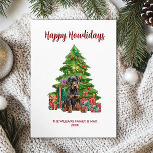 Dobermann Hondenfamilie Kerstmis Feestdagenkaart