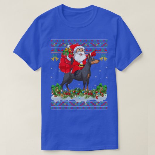 Dobermann Hondenliefhebber Ugly Santa Riding Dober T-shirt (Design voorkant)