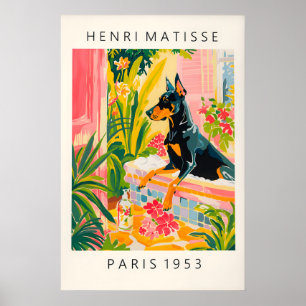Dobermann in badkuip kunstprint Funny hond badkame Poster