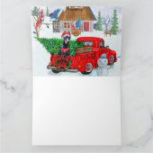 Dobermann in kerstbezorgingswagen sneeuw kaart (Binnen)