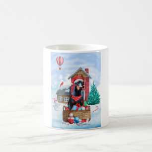 Dobermann in sneeuw Kerstmis Hondenhok Koffiemok