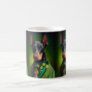 Dobermann in St. Patrick's Day-jurk Koffiemok