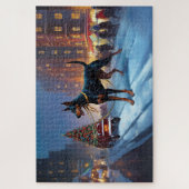 Dobermann Kerst Feestelijke Periode Legpuzzel (Verticaal)