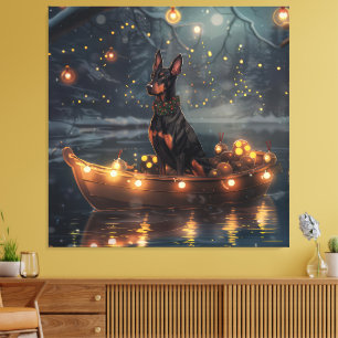 Dobermann Kerst Feestelijke Reis Canvas Afdruk