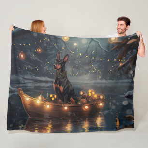Dobermann Kerst Feestelijke Reis Fleece Deken